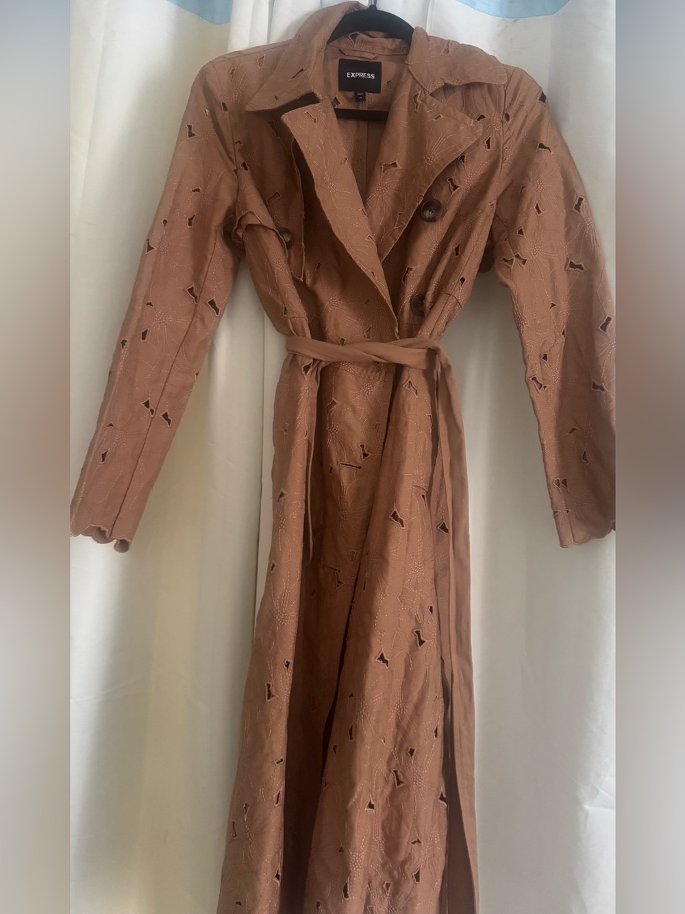 Express Rust Eyelet Cutout Trench Coat